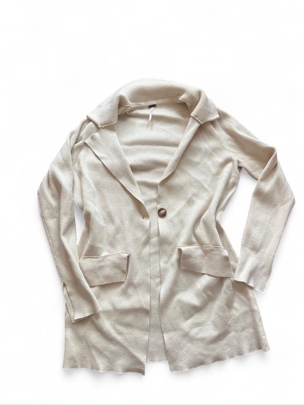 Free people Sarah blazer Cream cardigan with button detail and collar
#cardigan